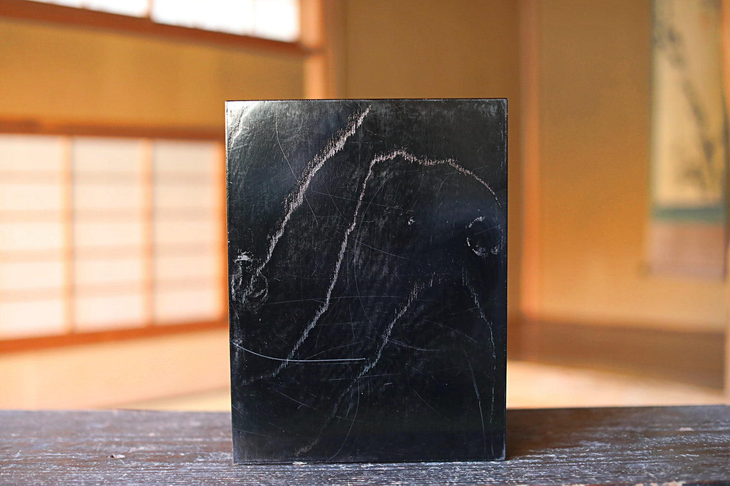 Japanese Makie Gold Lacquer Dark brown with Floral designs wooden box Two-tiered for letter container