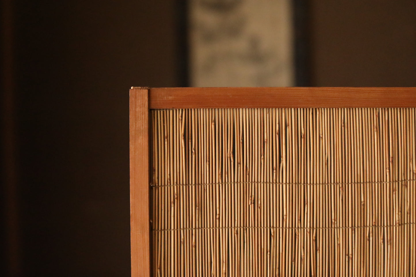 Vintage Japanese Reed Partition Screen, Bamboo Straw Wood Shoji Divider (H83×91in/H32.7×35.8cm)