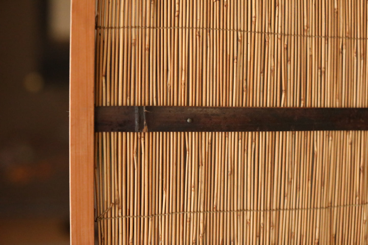 Vintage Japanese Reed Partition Screen, Bamboo Straw Wood Shoji Divider (H83×91in/H32.7×35.8cm)