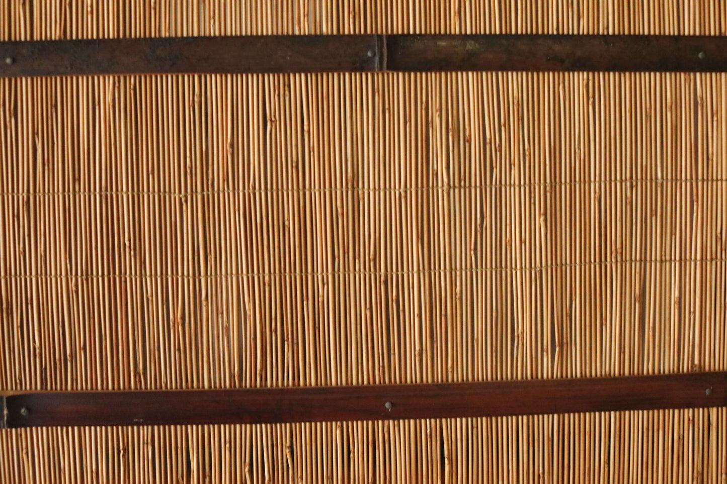 Vintage Japanese Reed Partition Screen, Bamboo Straw Wood Shoji Divider (H83×91in/H32.7×35.8cm)