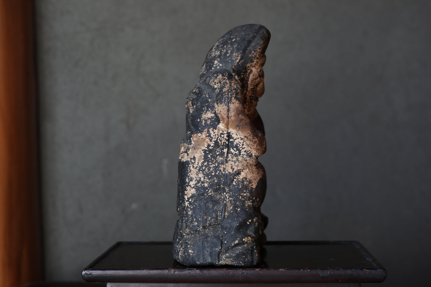 Primitive Style art- Antique Ebisu Pottery Statue, Edo Japan Lucky God