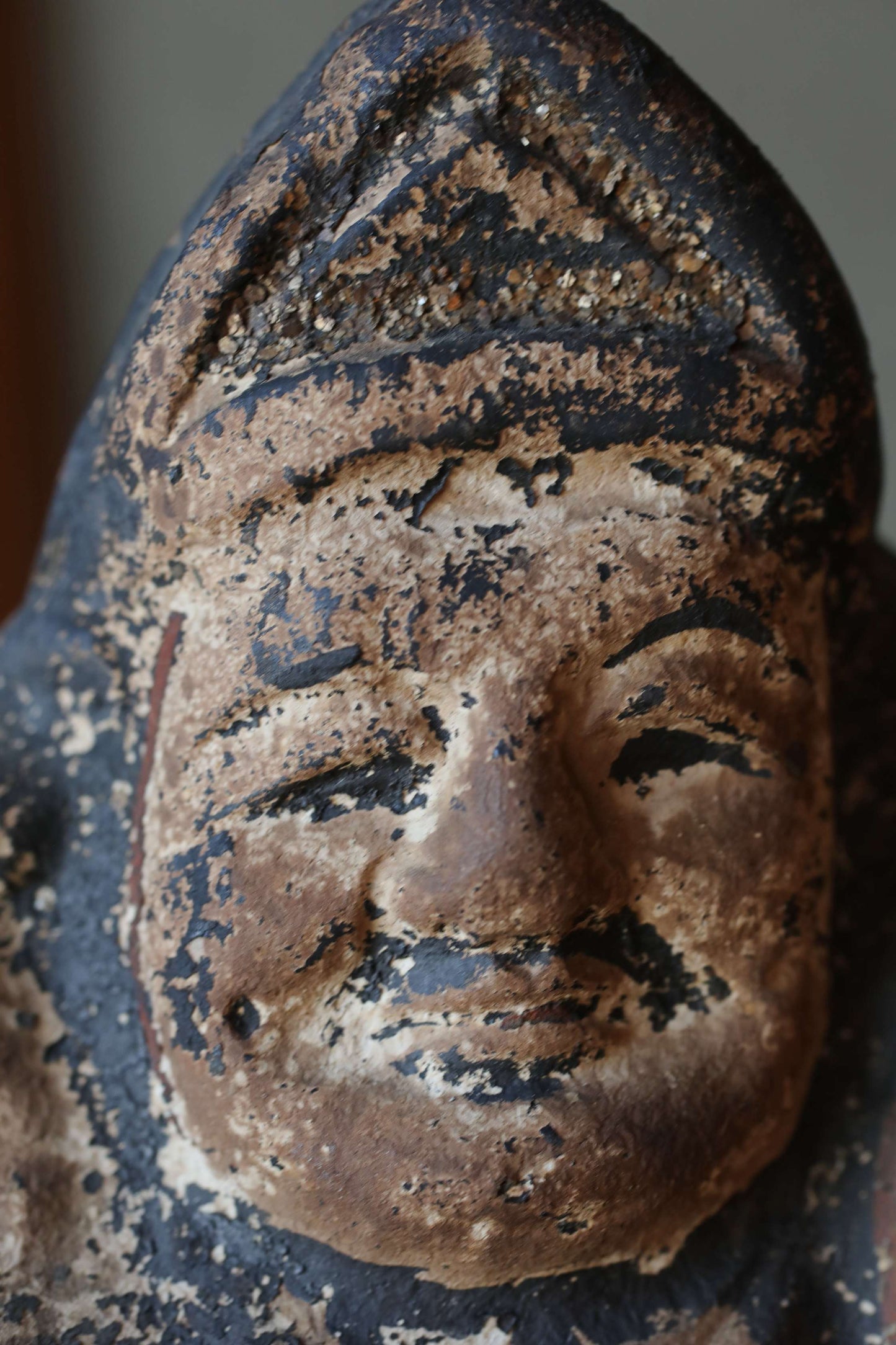Primitive Style art- Antique Ebisu Pottery Statue, Edo Japan Lucky God