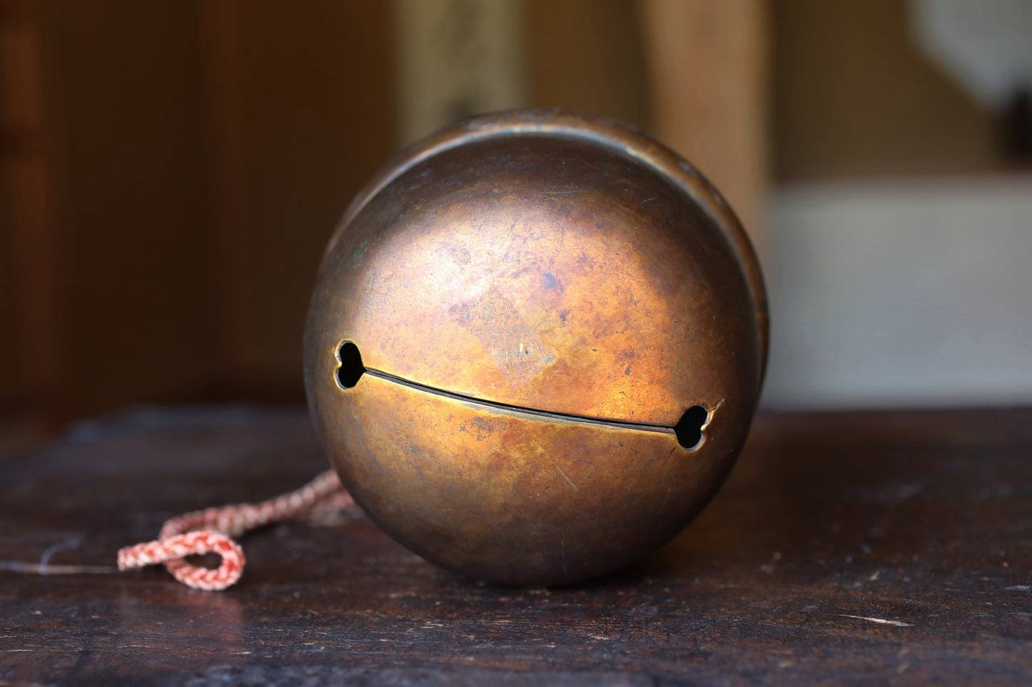 Japanese Antique 1700s big bronze bell Shinto shrine with singed,  arabesque patterns