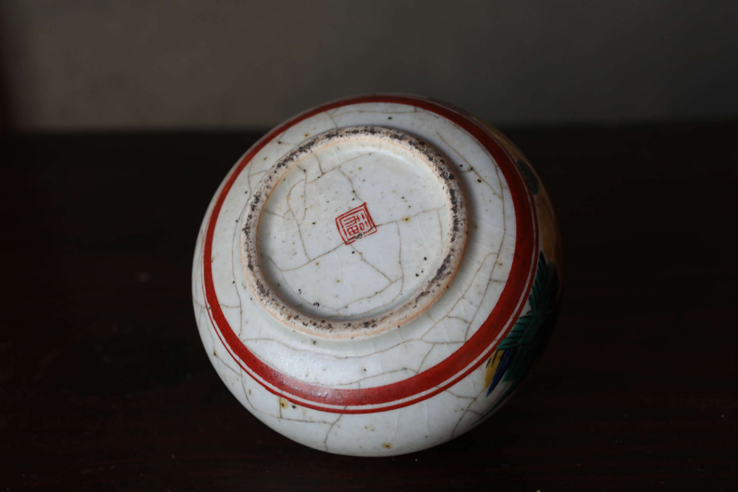 Antique Japanese Edo Koimari bud vase: hand painting bird, flower