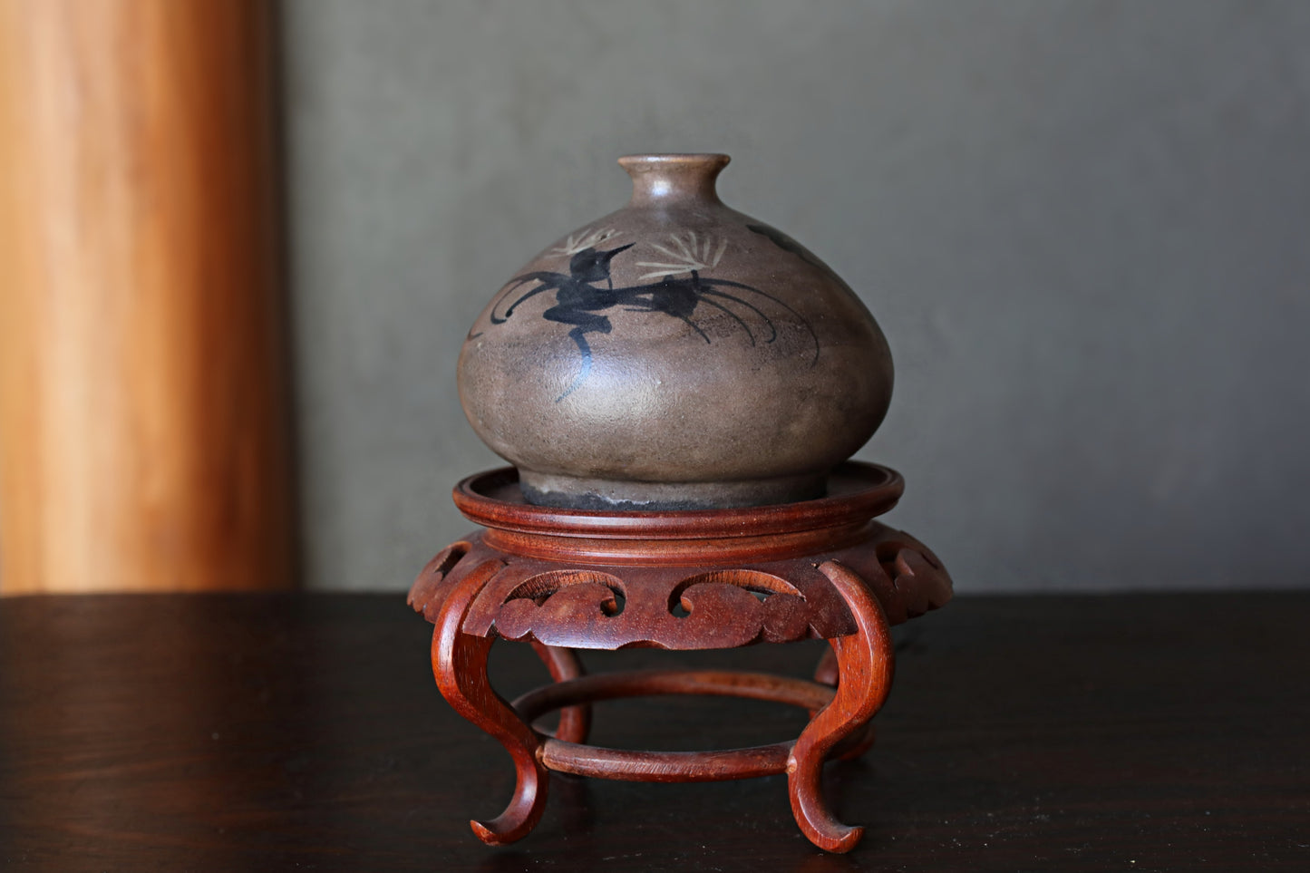 Japanese Antique KARATSU small vase for one flower kiln ware handmade  H3in/9cm