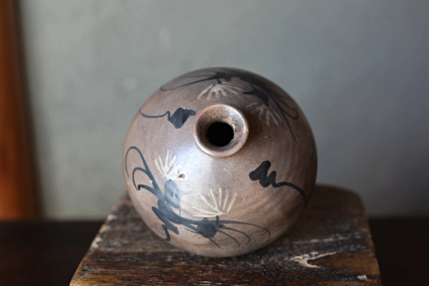 Japanese Antique KARATSU small vase for one flower kiln ware handmade  H3in/9cm