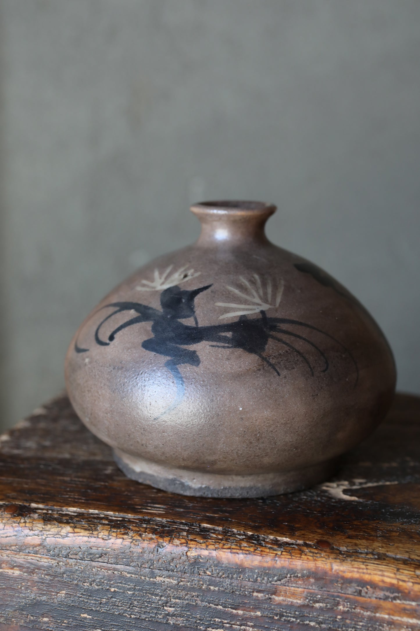 Japanese Antique KARATSU small vase for one flower kiln ware handmade  H3in/9cm