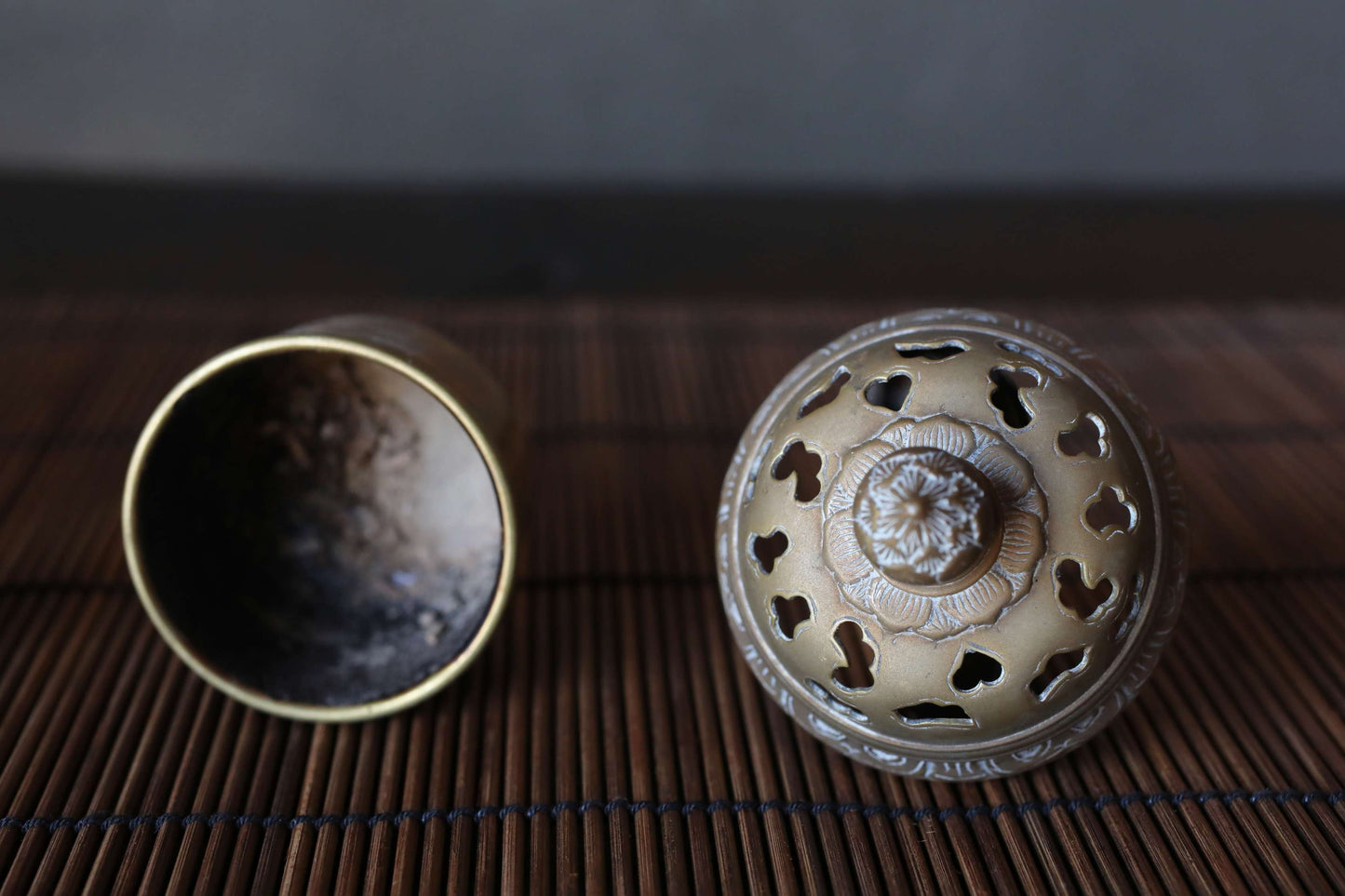 Antique Brass Buddhist Lion Censer, Japanese Incense Holder Lotus