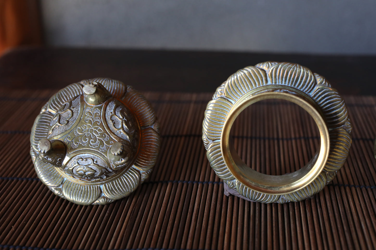 Antique Brass Buddhist Lion Censer, Japanese Incense Holder Lotus