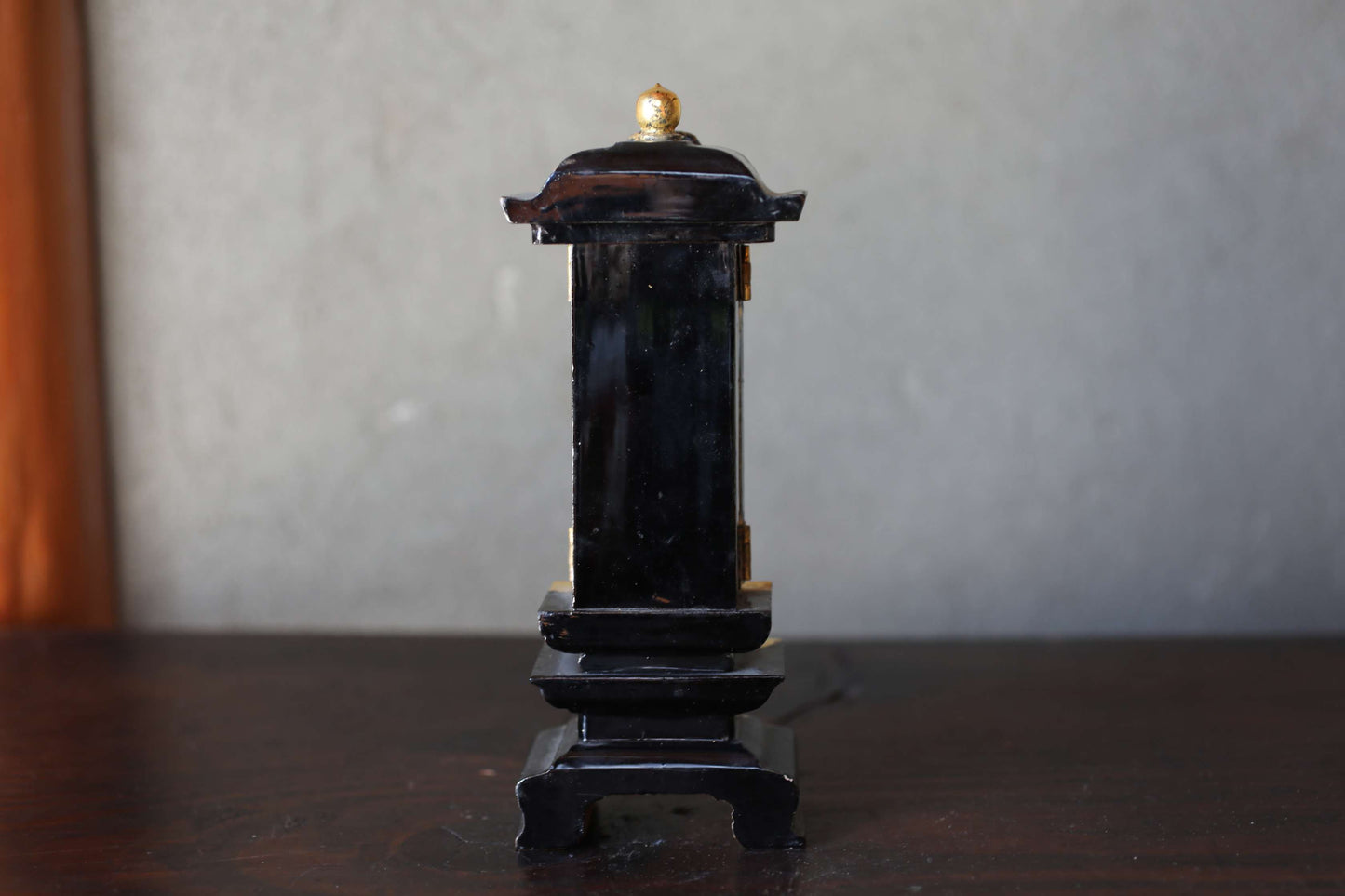 Vintage Japanese Buddhist Ihai Shrine: Gold Lacquer metal craft Ancestral Altar 1970s H8.5in/H21.5cm