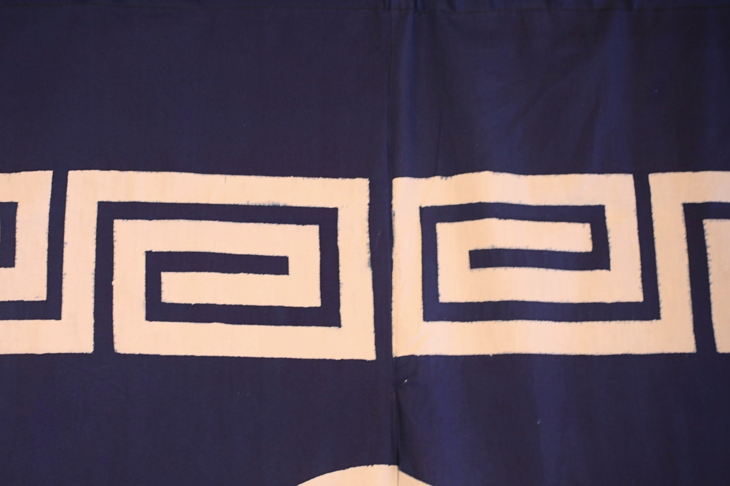 Noren- Japanese vintage curtain screen with crest, blue Japandi interior H68.1in/H173cm