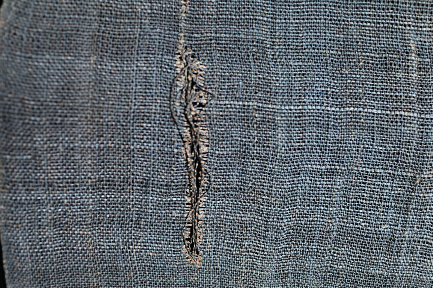 Antique Japanese Linen Noren – Indigo Crest Room Divider, Edo Era Textile Art, Japandi interior