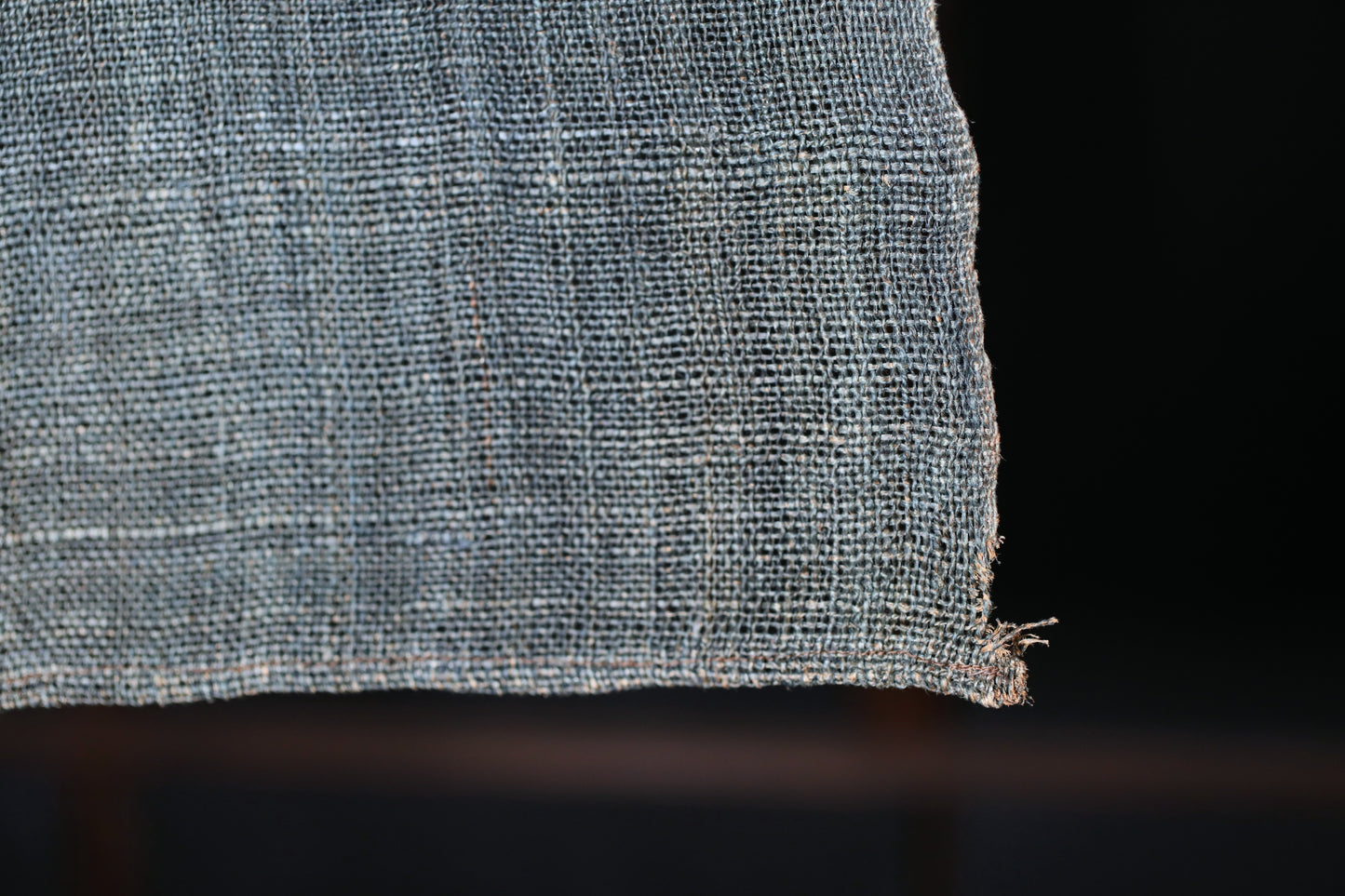 Antique Japanese Linen Noren – Indigo Crest Room Divider, Edo Era Textile Art, Japandi interior