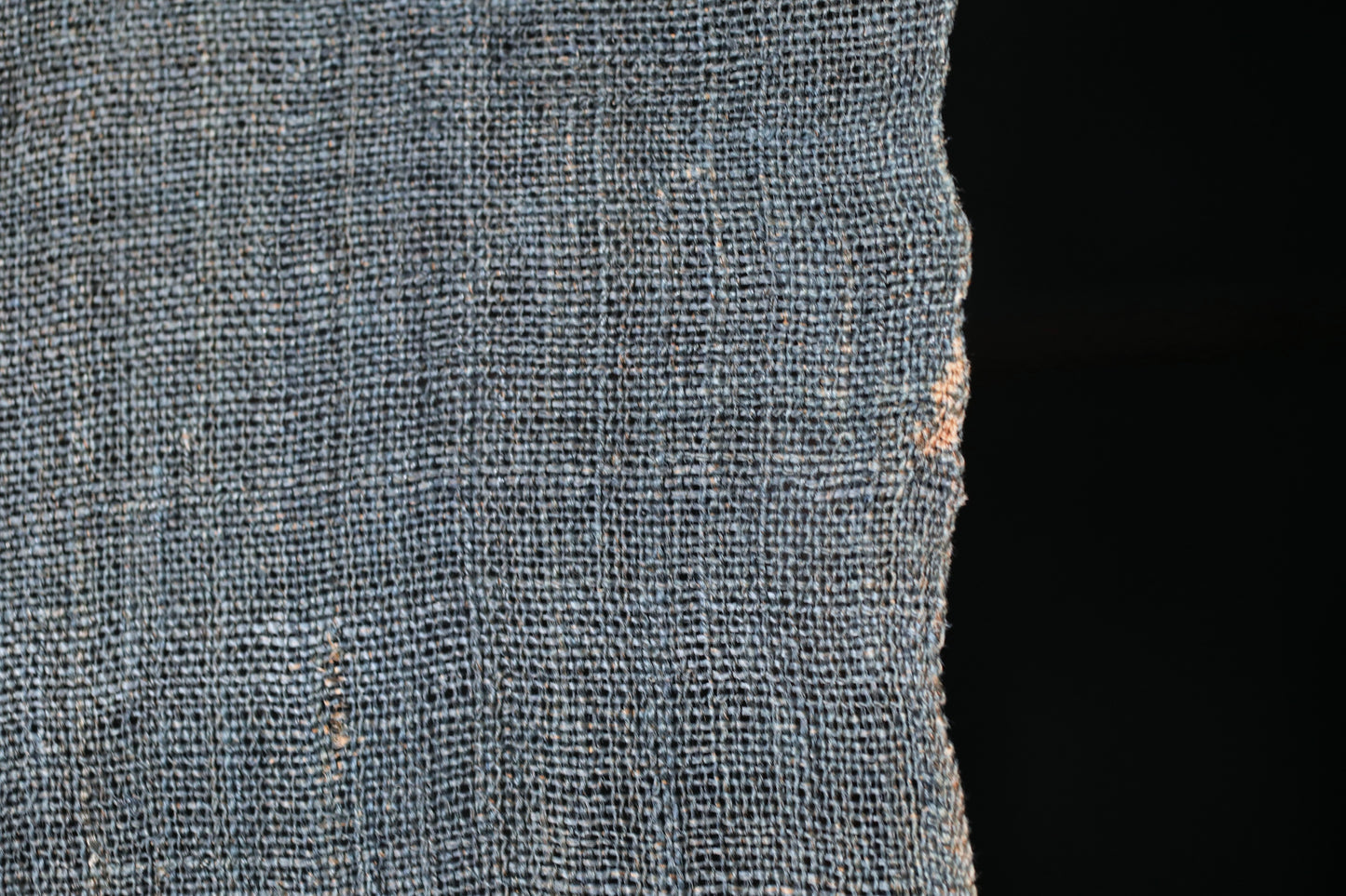 Antique Japanese Linen Noren – Indigo Crest Room Divider, Edo Era Textile Art, Japandi interior