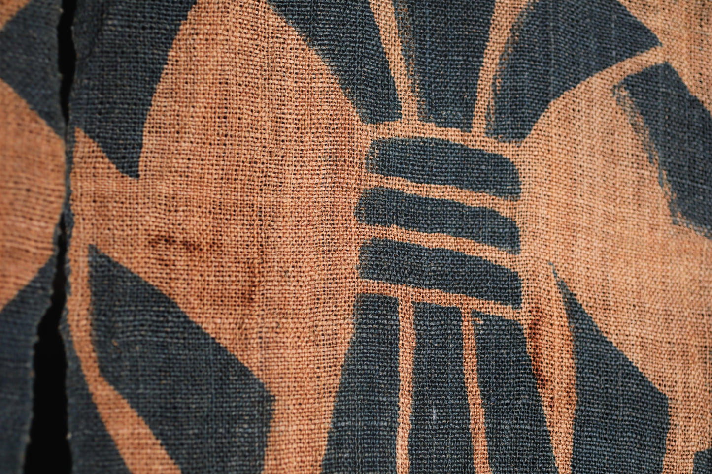 Antique Japanese Linen Noren – Indigo Crest Room Divider, Edo Era Textile Art, Japandi interior