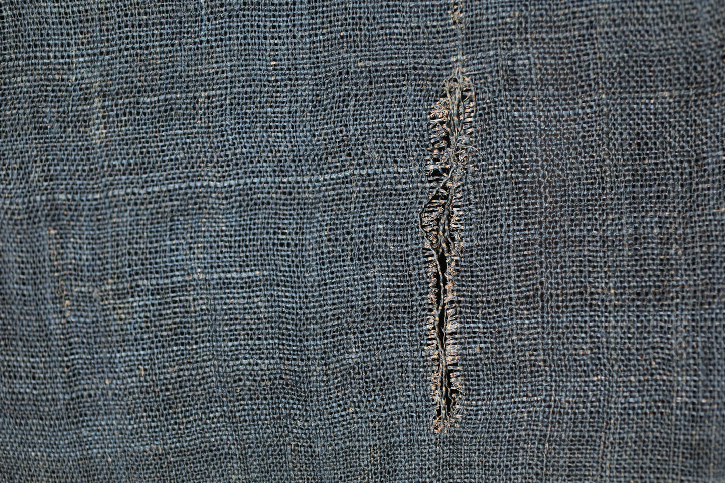 Antique Japanese Linen Noren – Indigo Crest Room Divider, Edo Era Textile Art, Japandi interior