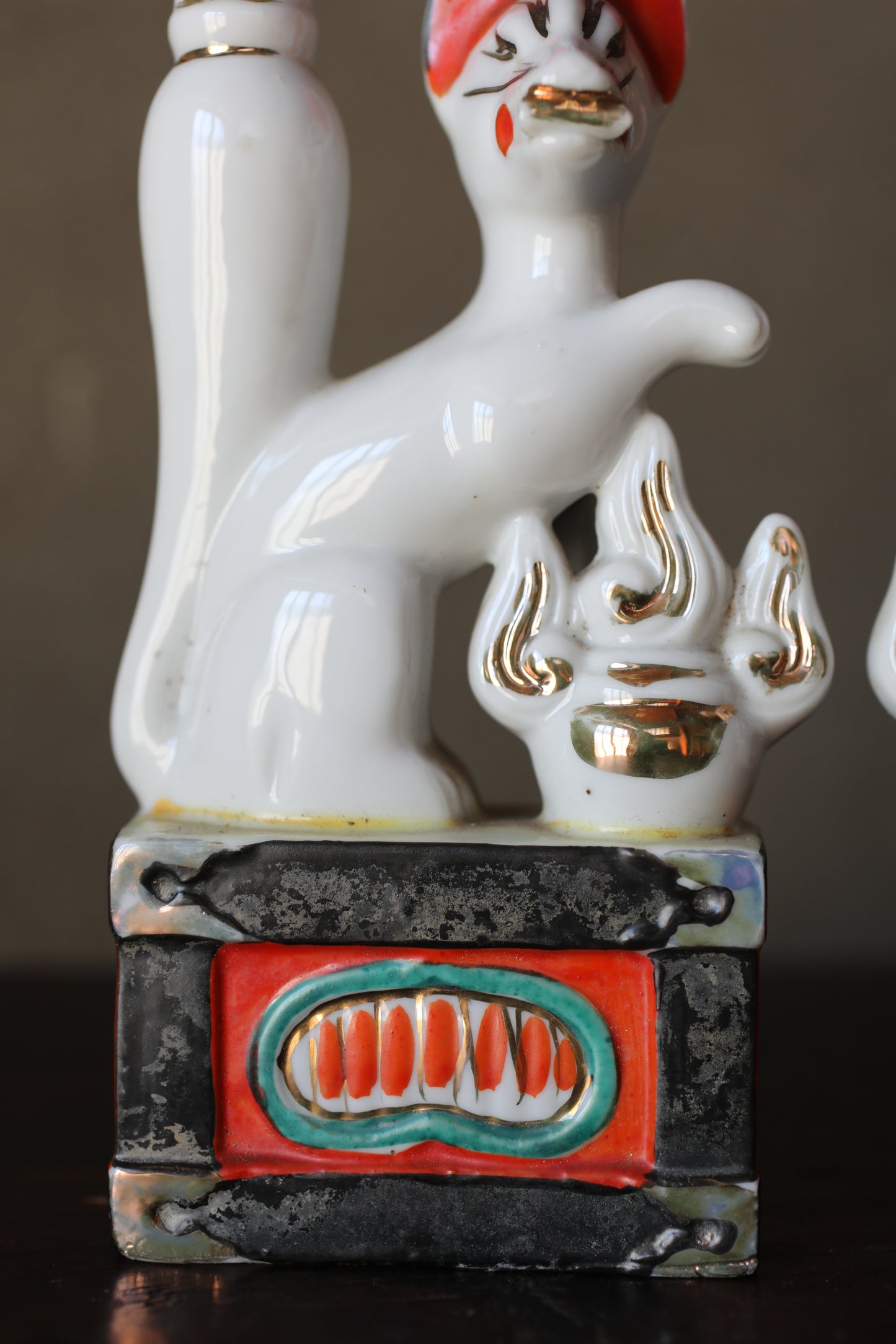 Shinto- Kitsune Vintage Japanese Porcelain Fox Dolls, Shrine Altar Art H7.1in/H18cm
