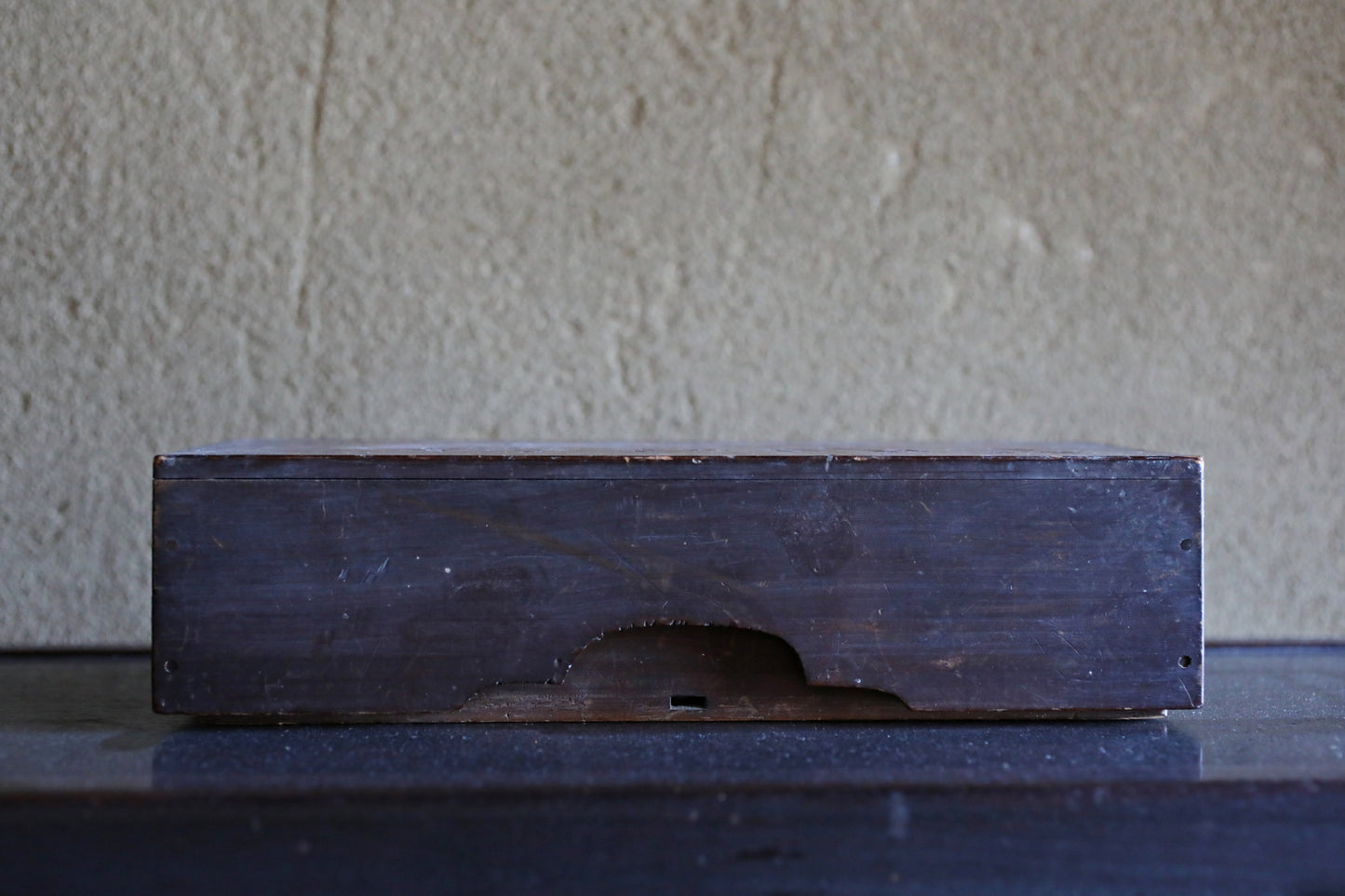 Antique box with caved Kanji calligraphy wood hand craft