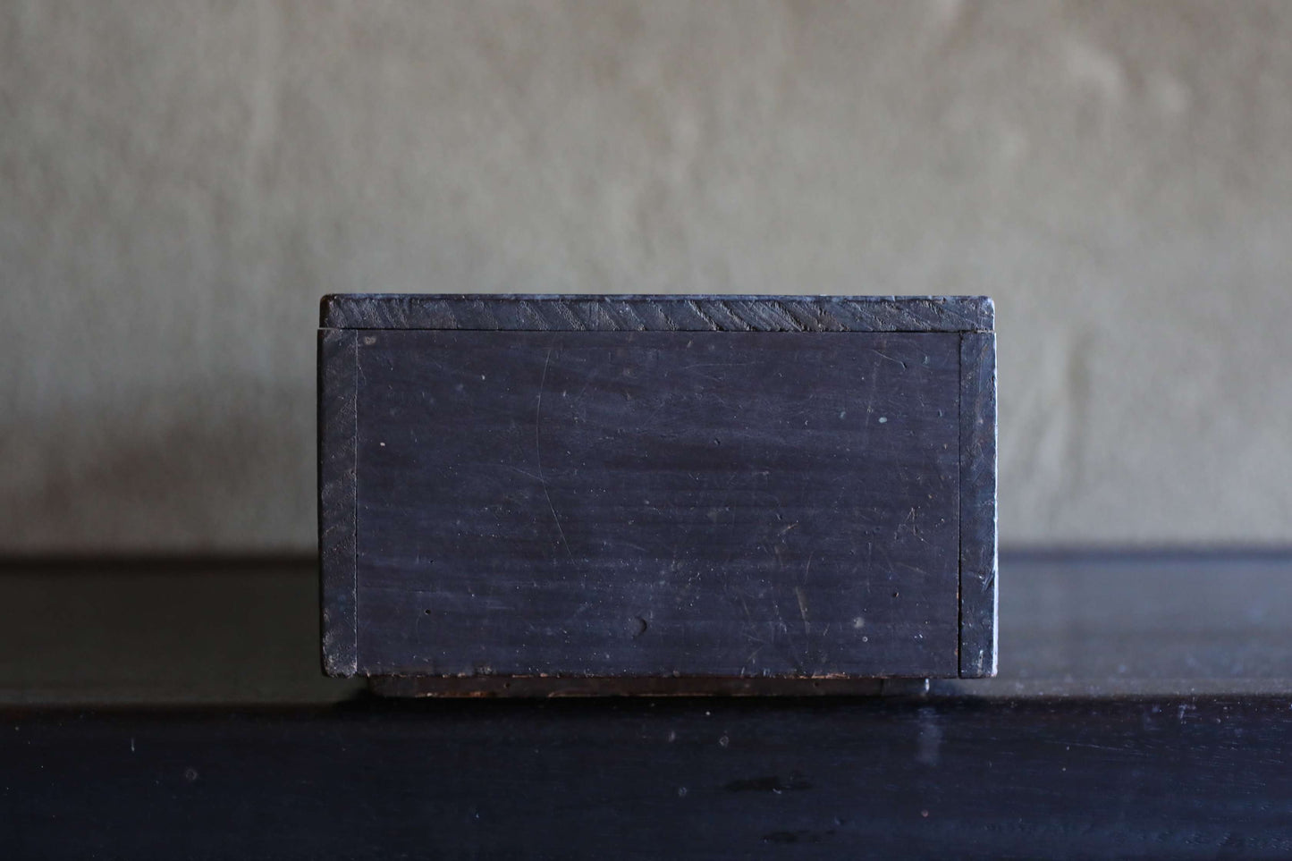 Antique box with caved Kanji calligraphy wood hand craft
