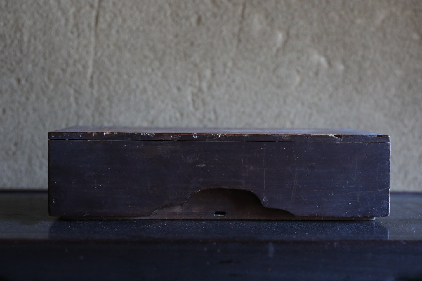 Antique box with caved Kanji calligraphy wood hand craft