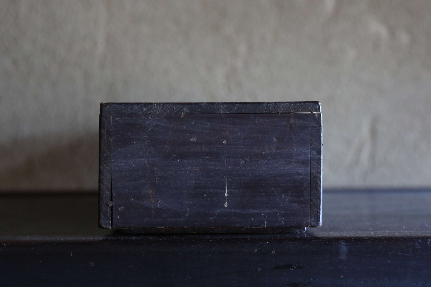 Antique box with caved Kanji calligraphy wood hand craft