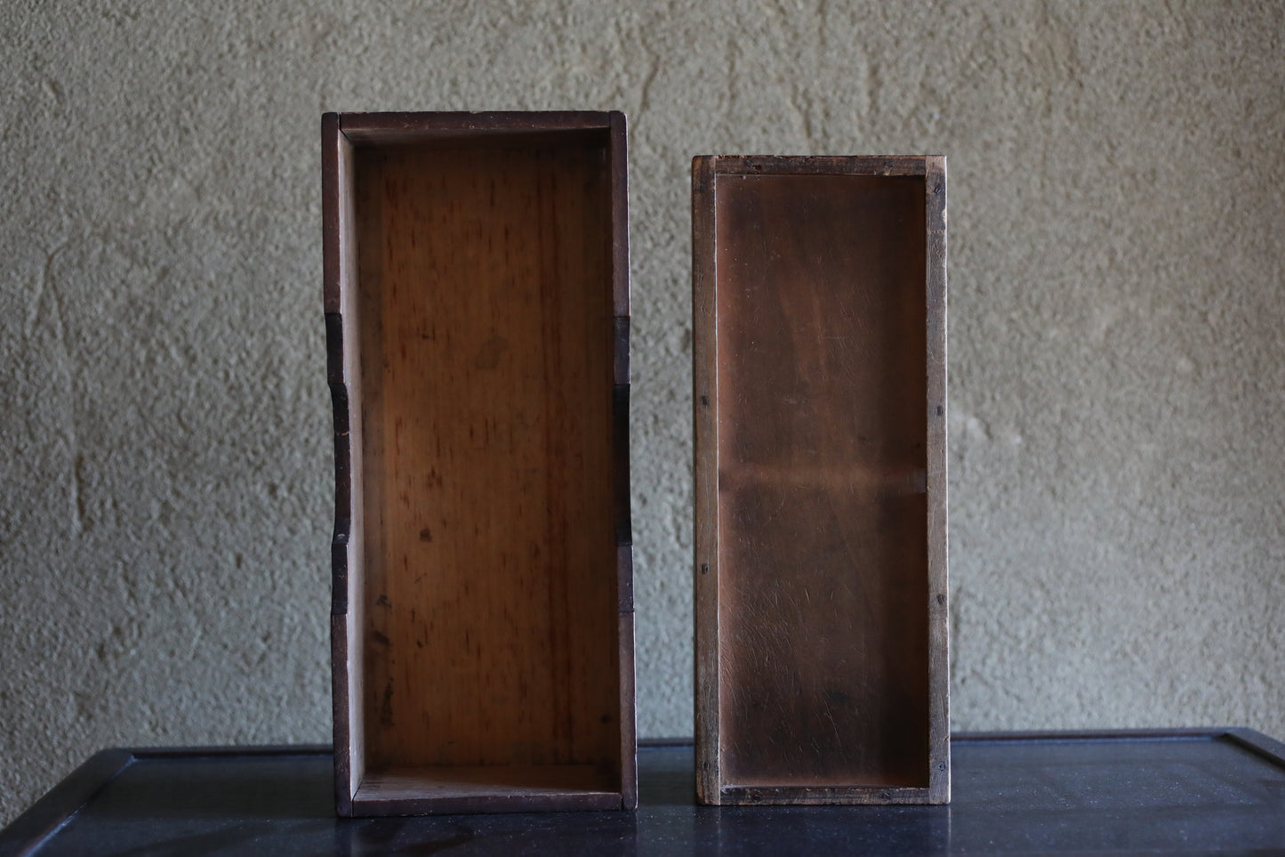 Antique box with caved Kanji calligraphy wood hand craft