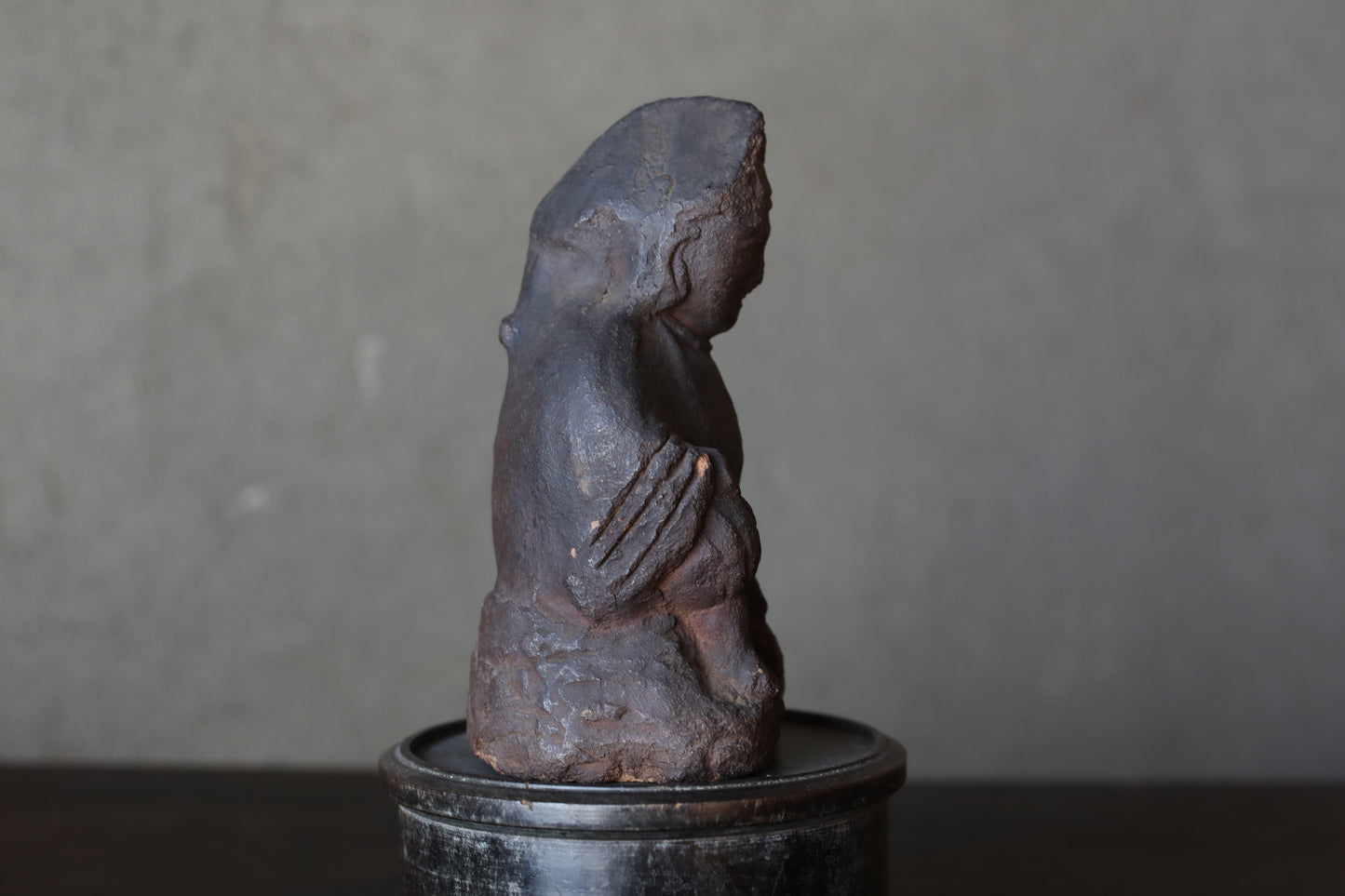 Shinto Omamori- Antique Ebisu Pottery Statue, Edo Japan Lucky God, 1870s