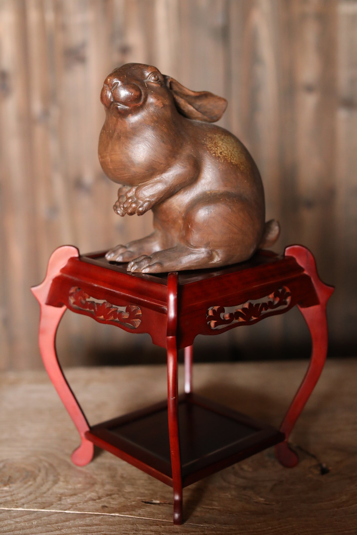 Pedestal - Japanese Wood Furniture Ikebana Bonsai Stand Karaki Red brown