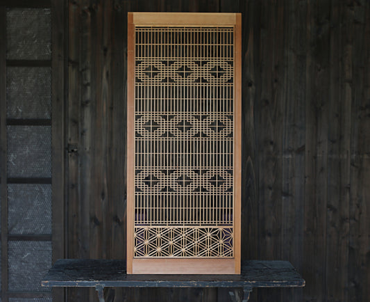 Vintage Japanese Shoji Screen, Kumiko Wood Framework Interior Panel H38.8in(H98.5cm)