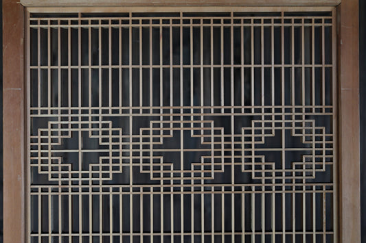 Vintage Japanese Shoji Screen, Kumiko Wood Framework Interior Panel H38.8in(H98.5cm)