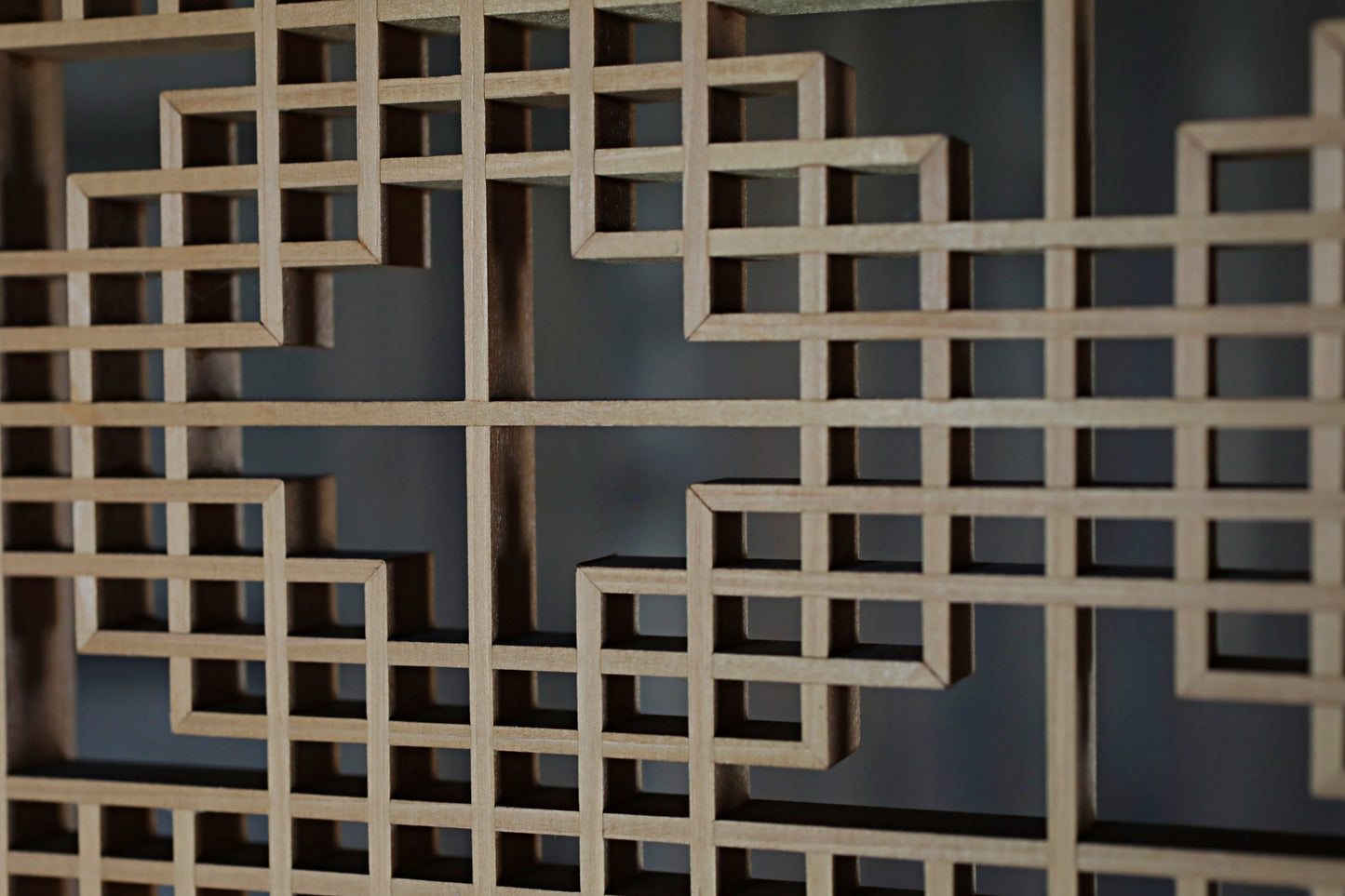 Vintage Japanese Shoji Screen, Kumiko Wood Framework Interior Panel H38.8in(H98.5cm)