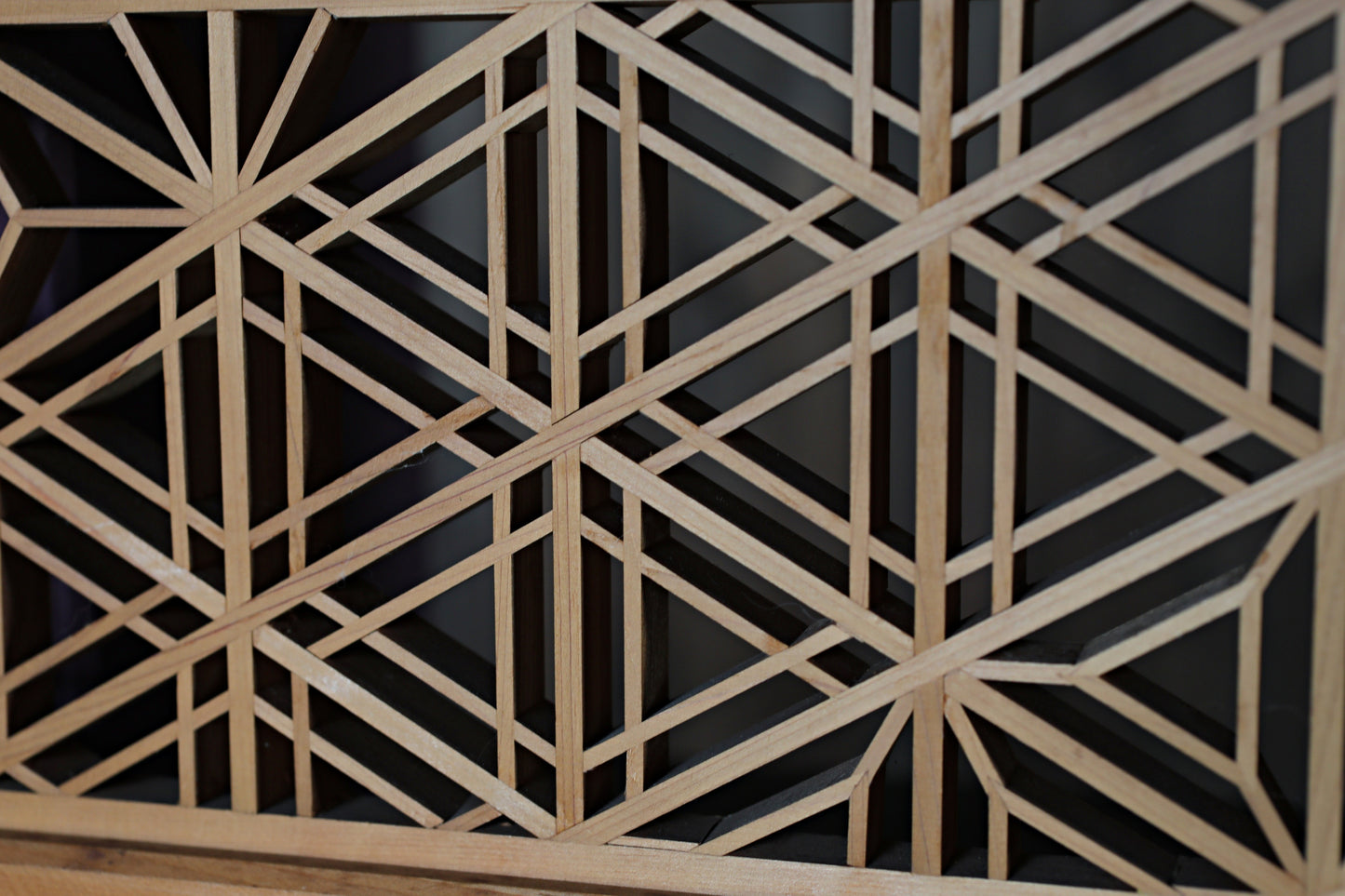 Vintage Japanese Shoji Screen, Kumiko Wood Framework Interior Panel H38.8in(H98.5cm)