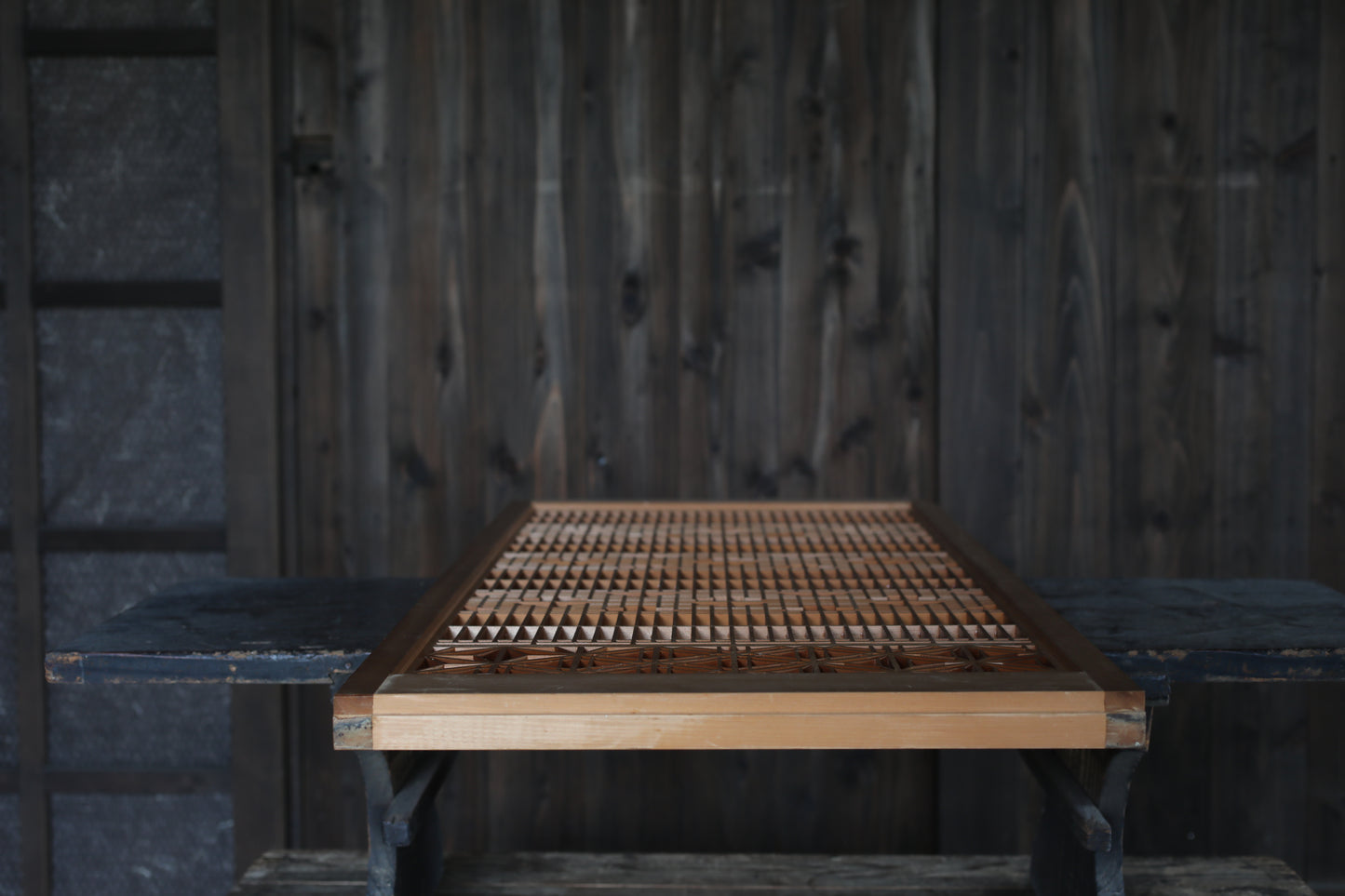 Vintage Japanese Shoji Screen, Kumiko Wood Framework Interior Panel H38.8in(H98.5cm)