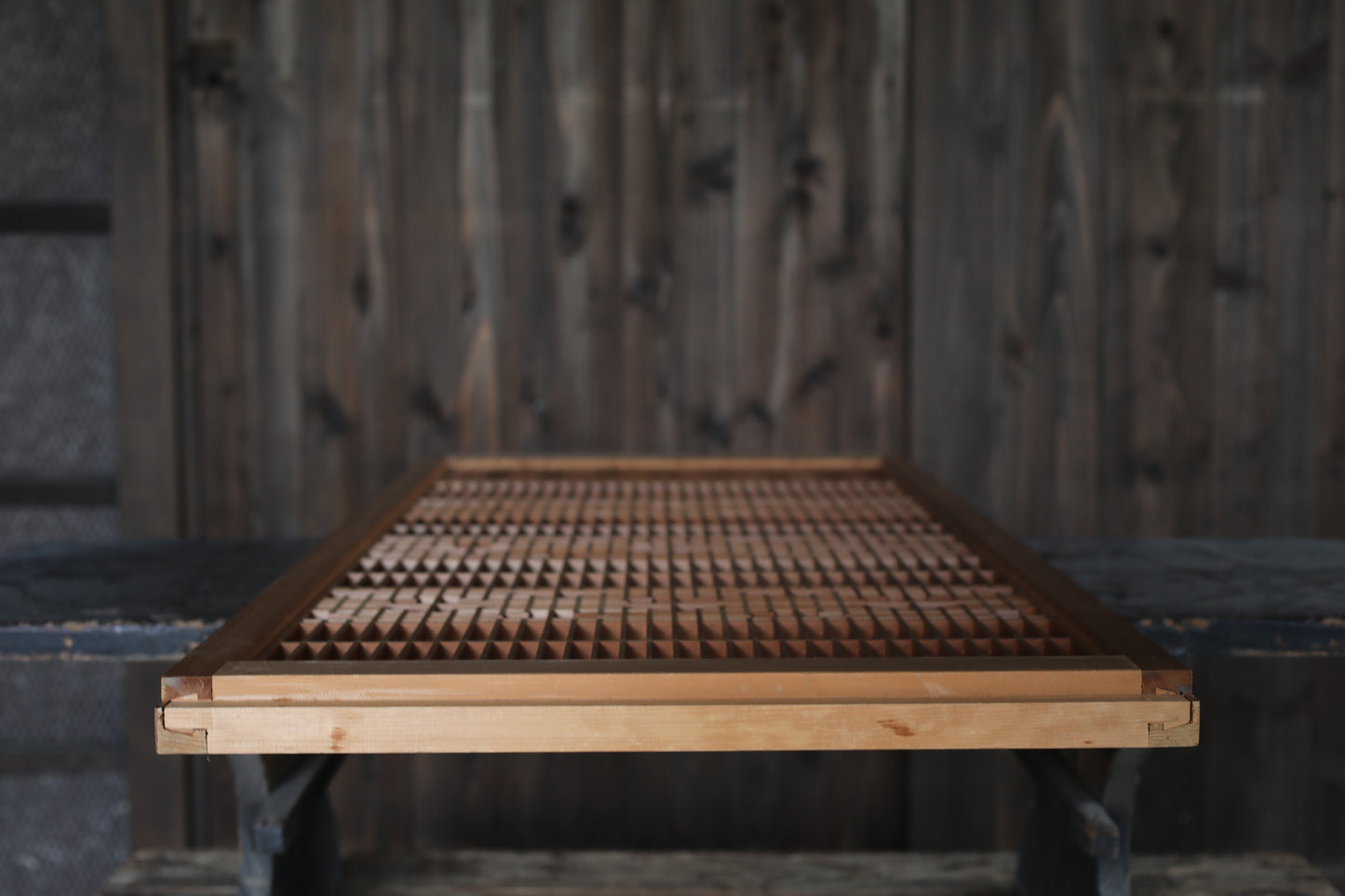 Vintage Japanese Shoji Screen, Kumiko Wood Framework Interior Panel H38.8in(H98.5cm)