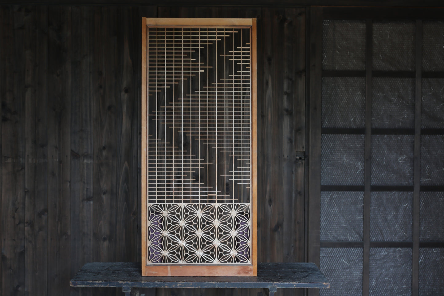 Vintage Japanese Shoji Screen, Kumiko Wood Framework Interior Panel H39in(H99cm) (コピー)