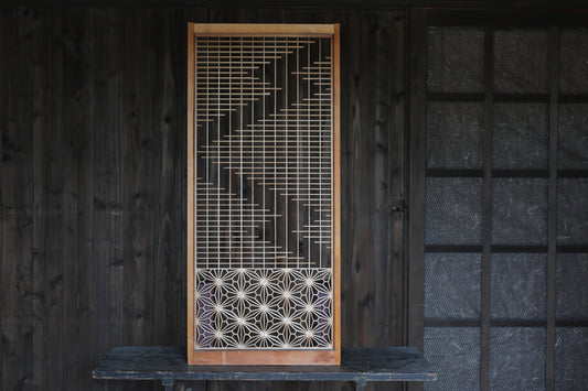 Vintage Japanese Shoji Screen, Kumiko Wood Framework Interior Panel H39in(H99cm) (コピー)