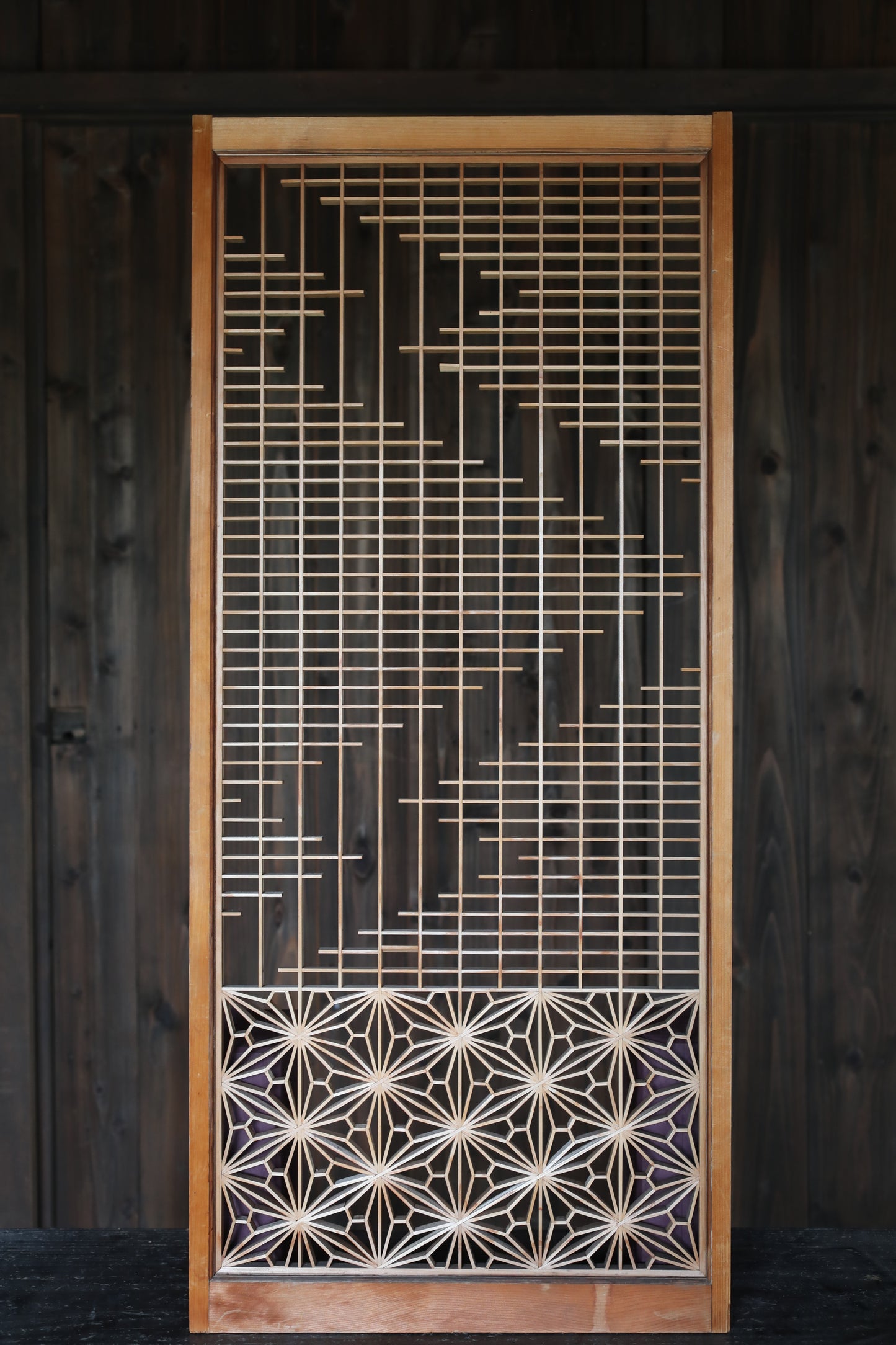Vintage Japanese Shoji Screen, Kumiko Wood Framework Interior Panel H39in(H99cm) (コピー)