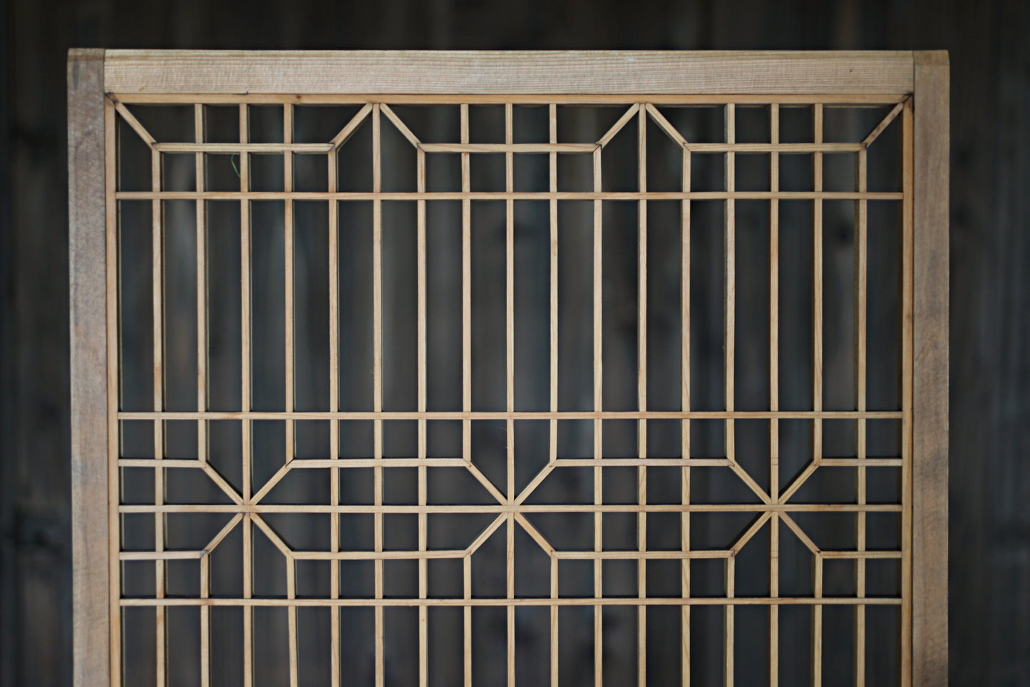 Vintage Japanese Shoji Screen ×2, Pair of Kumiko Wood Framework Interior Panel H38.8in(H98.5cm)