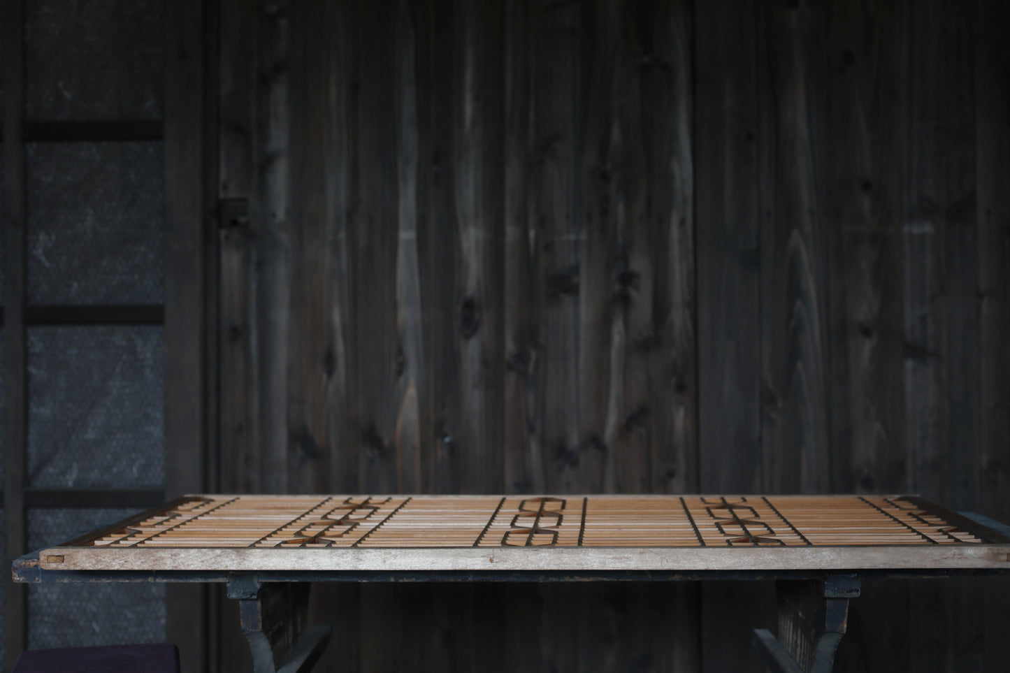 Vintage Japanese Shoji Screen ×2, Pair of Kumiko Wood Framework Interior Panel H38.8in(H98.5cm)