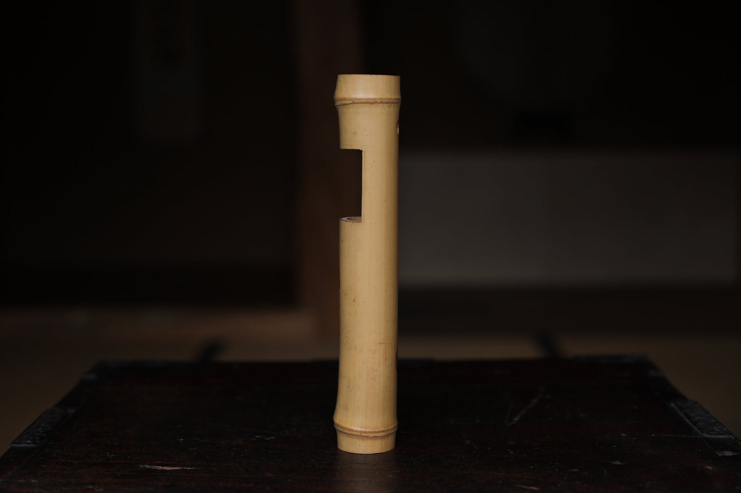 Japanese Bamboo Vase – Single Flower Holder for Tea Ceremony | Zen Buddhist Decor H9.6in
