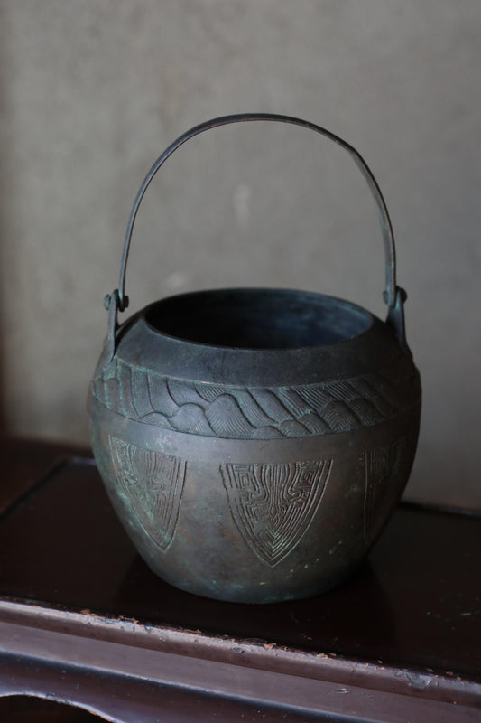 Antique Bronze Censer - Japanese Taotie Motif Incense Burner for Sacred Space