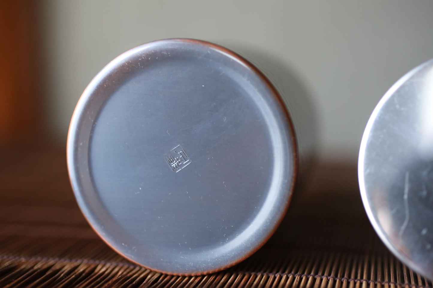Hammered Copper Tea Caddy - Japanese Vintage Double Lid Artisan Storage Container