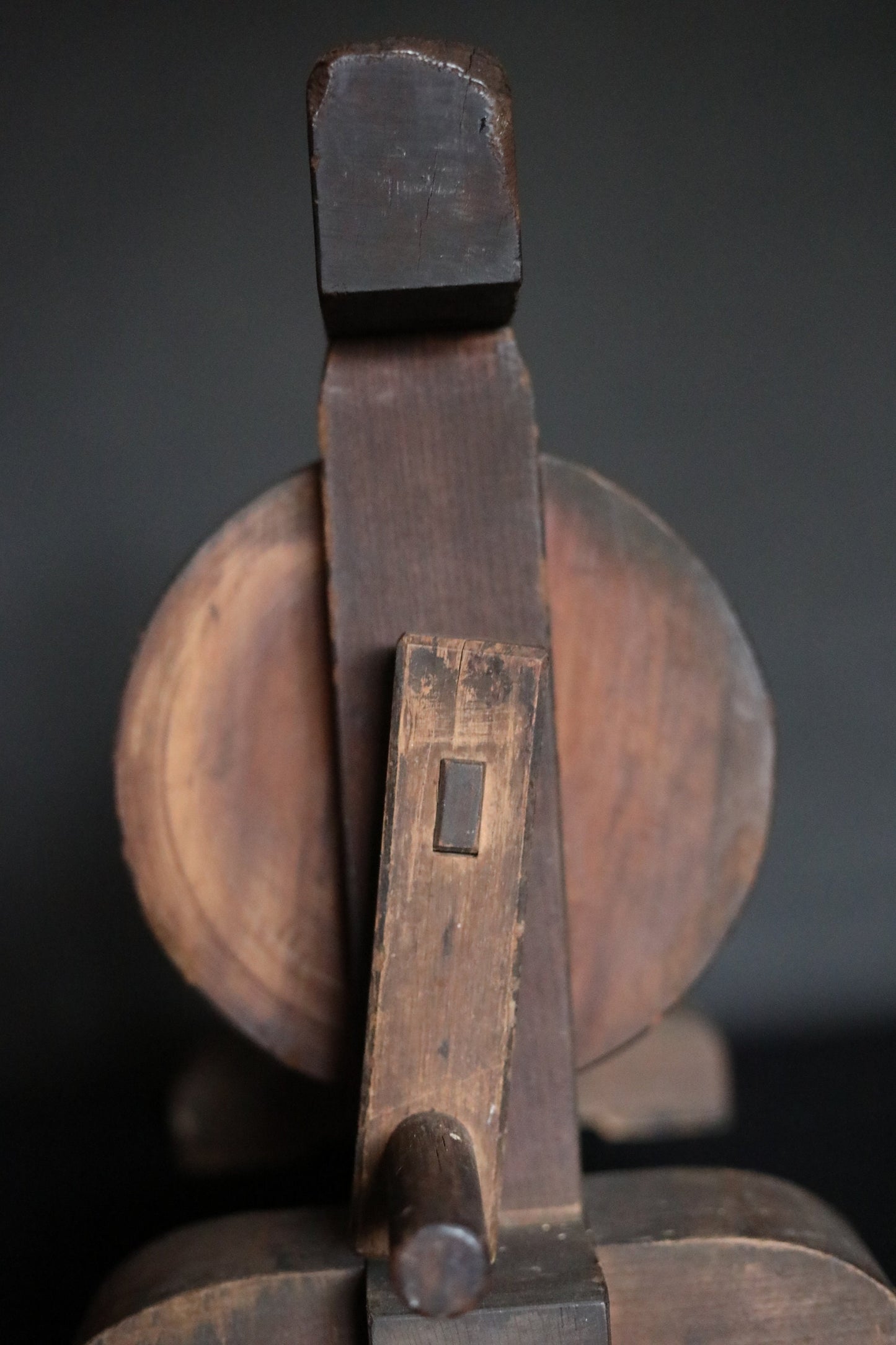 Japanese Silk Bobbin - Antique Wooden Spool Winder | Edo Period Craft Tool W59cm