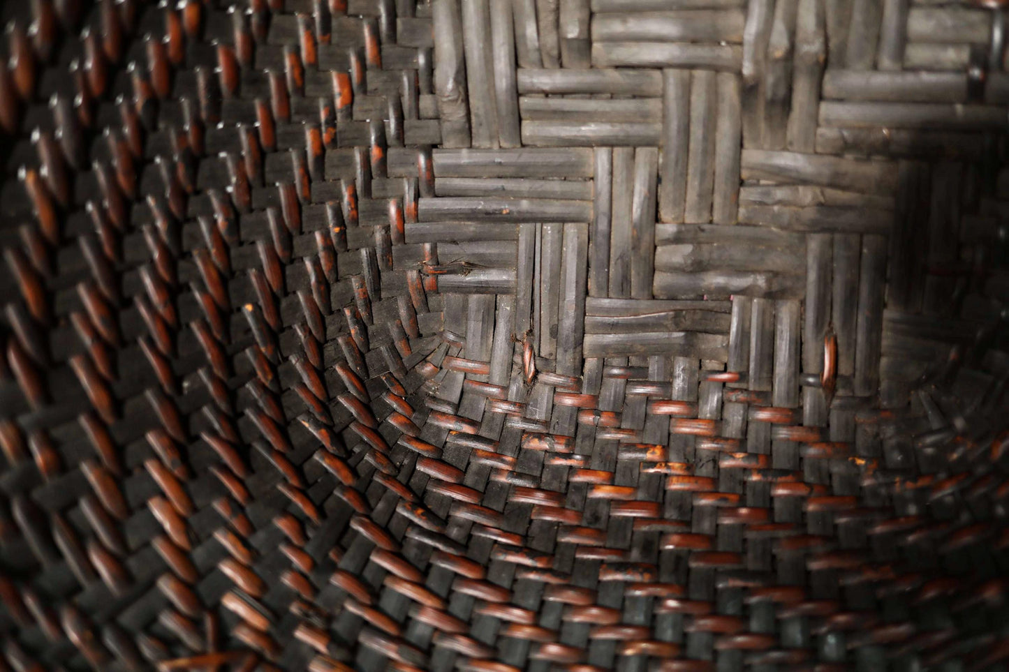Antique Japanese Basket - Large Wild Grape Vine Round Basket | Ajiro Ami Weave