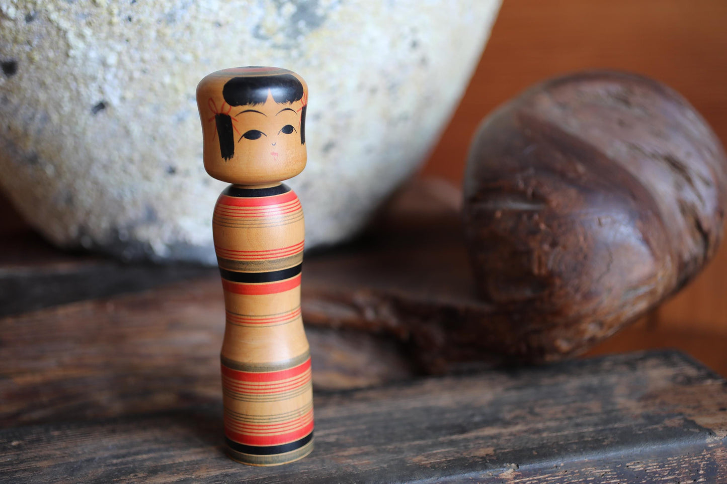 Japanese Vintage Wooden Doll – Traditional Kokeshi Figurine With Cute Tilted Head