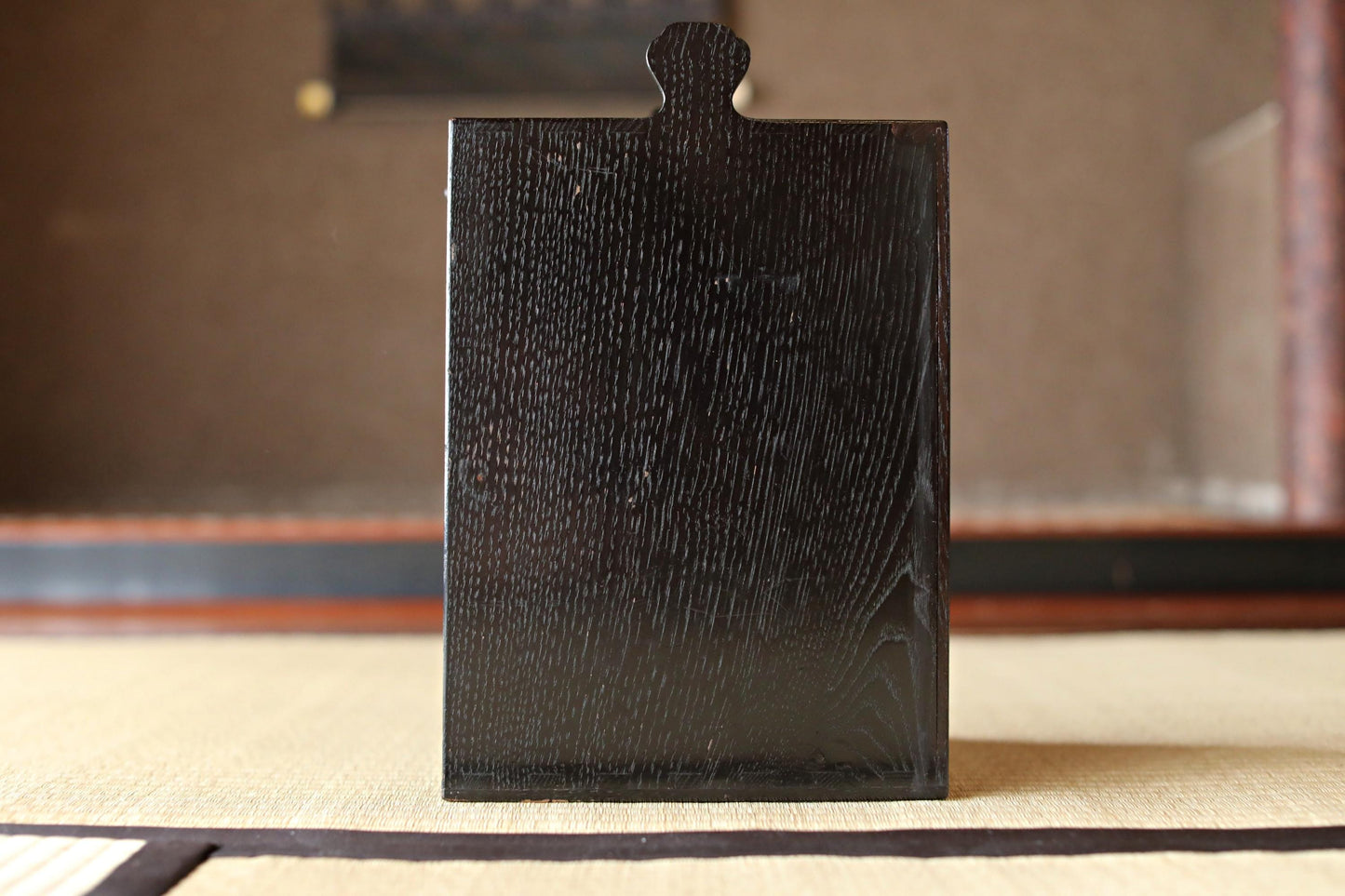 Japanese Lacquer Trays - Set of 5 Antique Wooden Trays with Black Obon Box