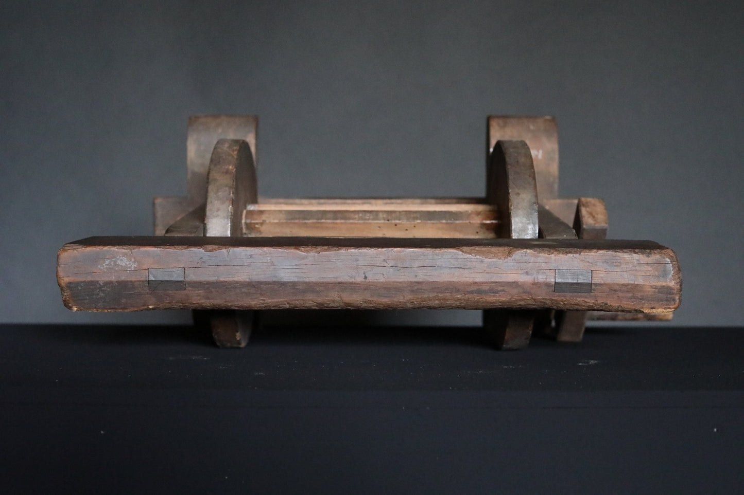 Japanese Silk Bobbin - Antique Wooden Spool Winder | Edo Period Craft Tool W59cm