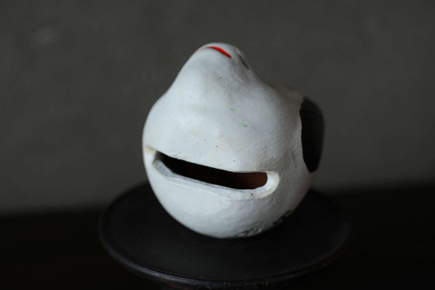 Japanese Pottery Dog Bell - Vintage Folk Toy Clay Figurine Ornament