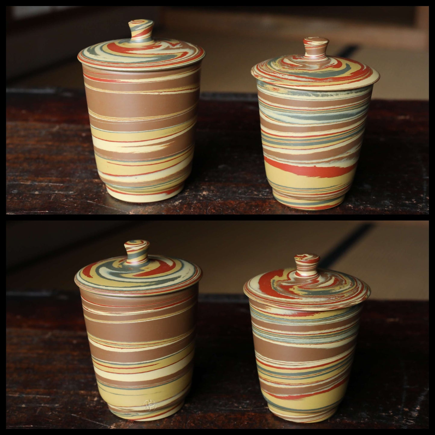 Vintage Japanese Tea Set – Handmade Ceramic Pot with Lid | Marble Glaze Sencha Teaware