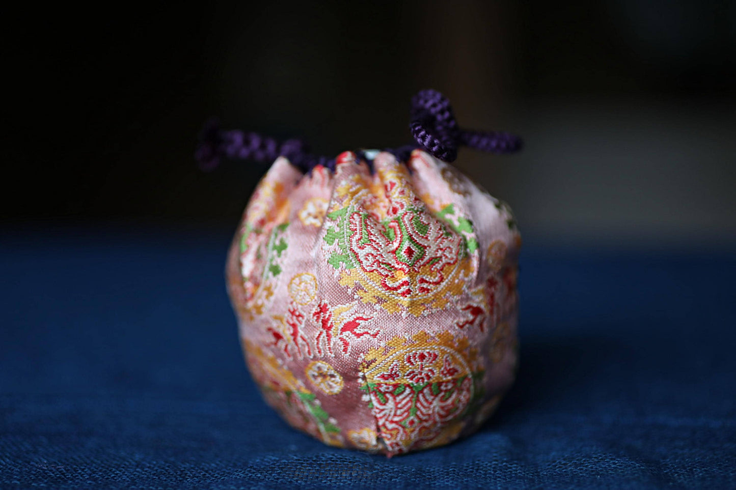 Japanese Matcha Caddy - Vintage Bunrin Chaire with Silk Shifuku Bag & Gold Leaf Lid